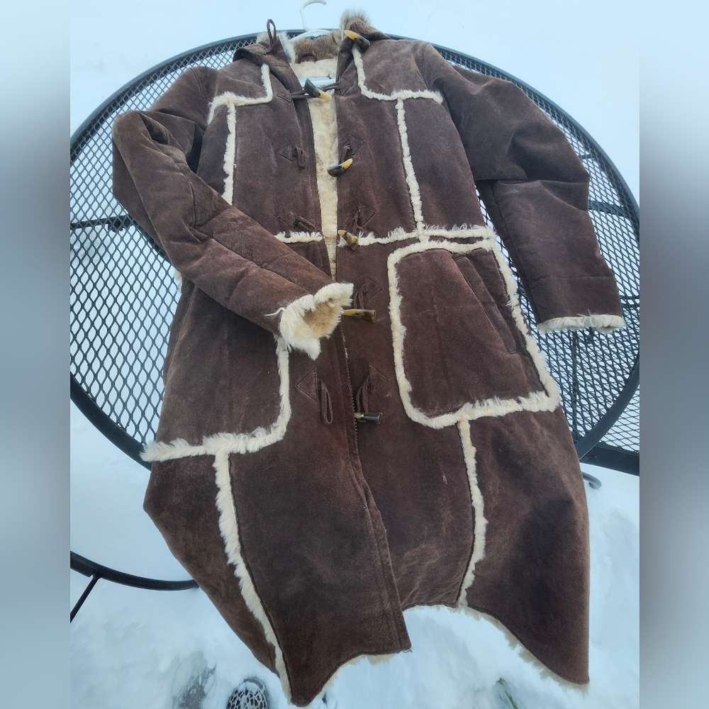 Sale Wilsons Vintage Maxima Hooded Trench Leather 100% Rabbit Fur Hood Lining - Picture 2 of 9